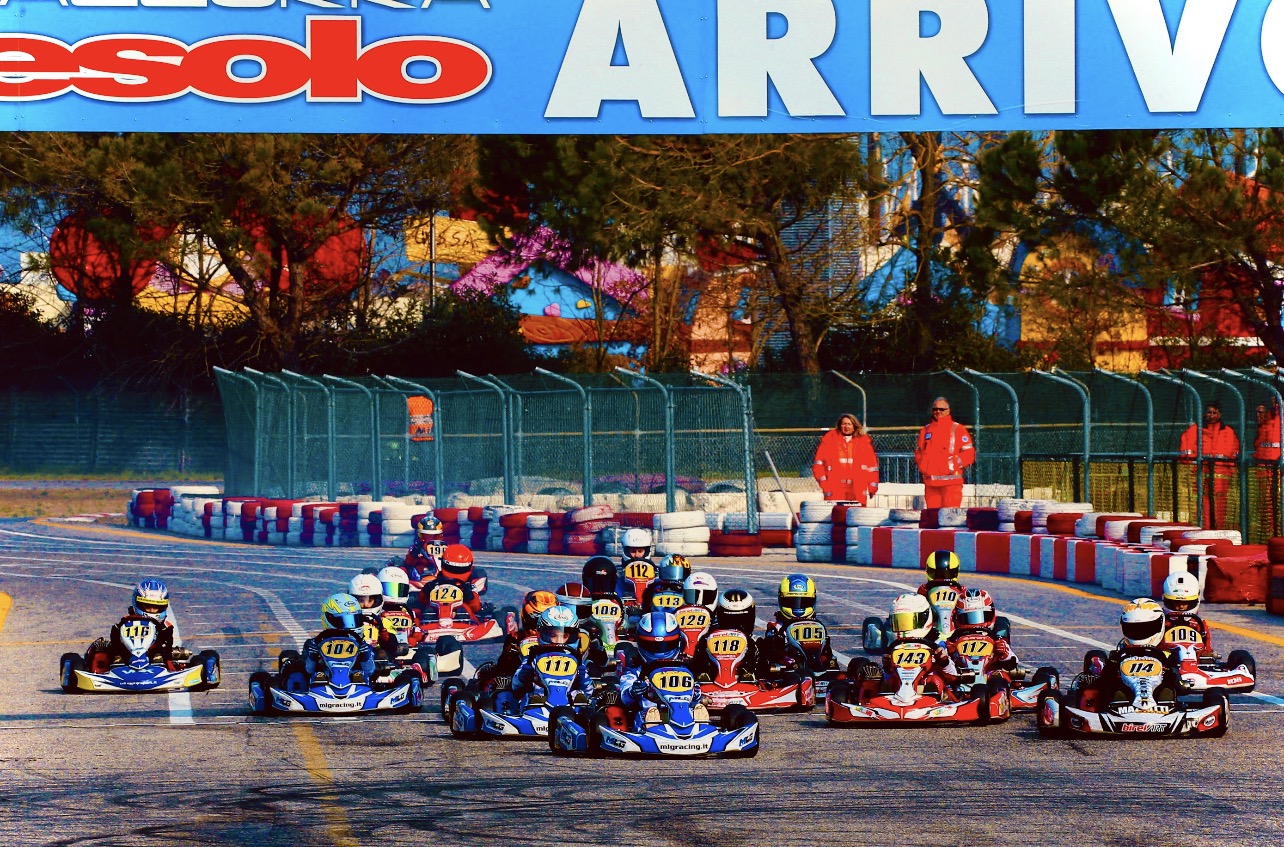 Filippo Massa racing in a karting pack
